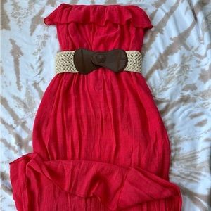 Trixxi coral colored maxi strapless summer dress
